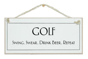 Golf, swing, swear beer repeat